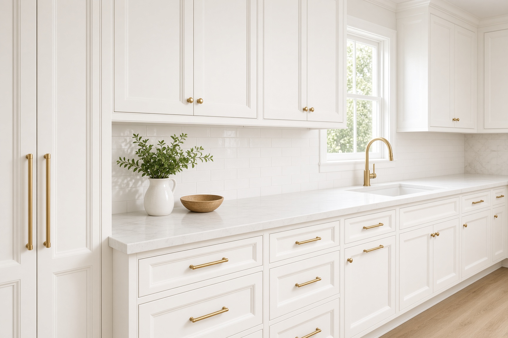 Painted kitchen cabinets and detailed finish work